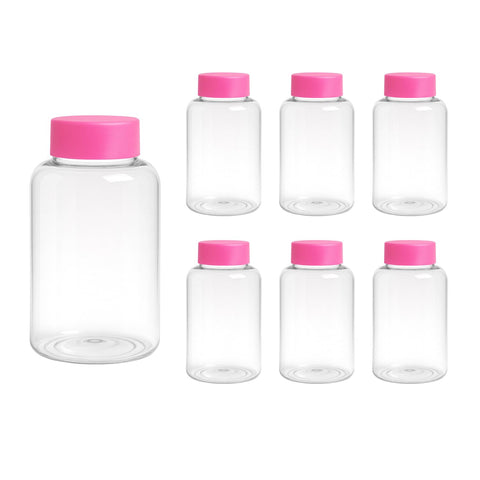 Offer 6 Pack Clear White Plastic Bottles 240ml Empty All Purpose Refillable Sterilized Medicine Bottles (Funoni) (Pink)