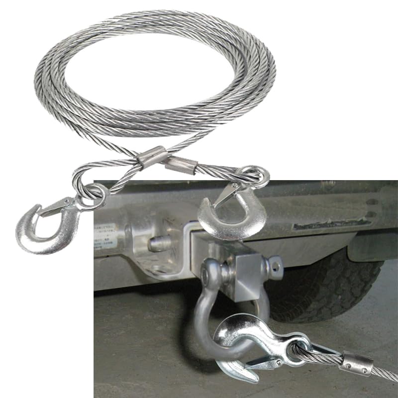 Emergency Steel Tow Rope, Heavy Duty Wire Tow Rope with Safety Latch Hooks and Reinforced Design (10 ML, 3.5 M, Bearing 5 Ton) - by KaberMisr 2020