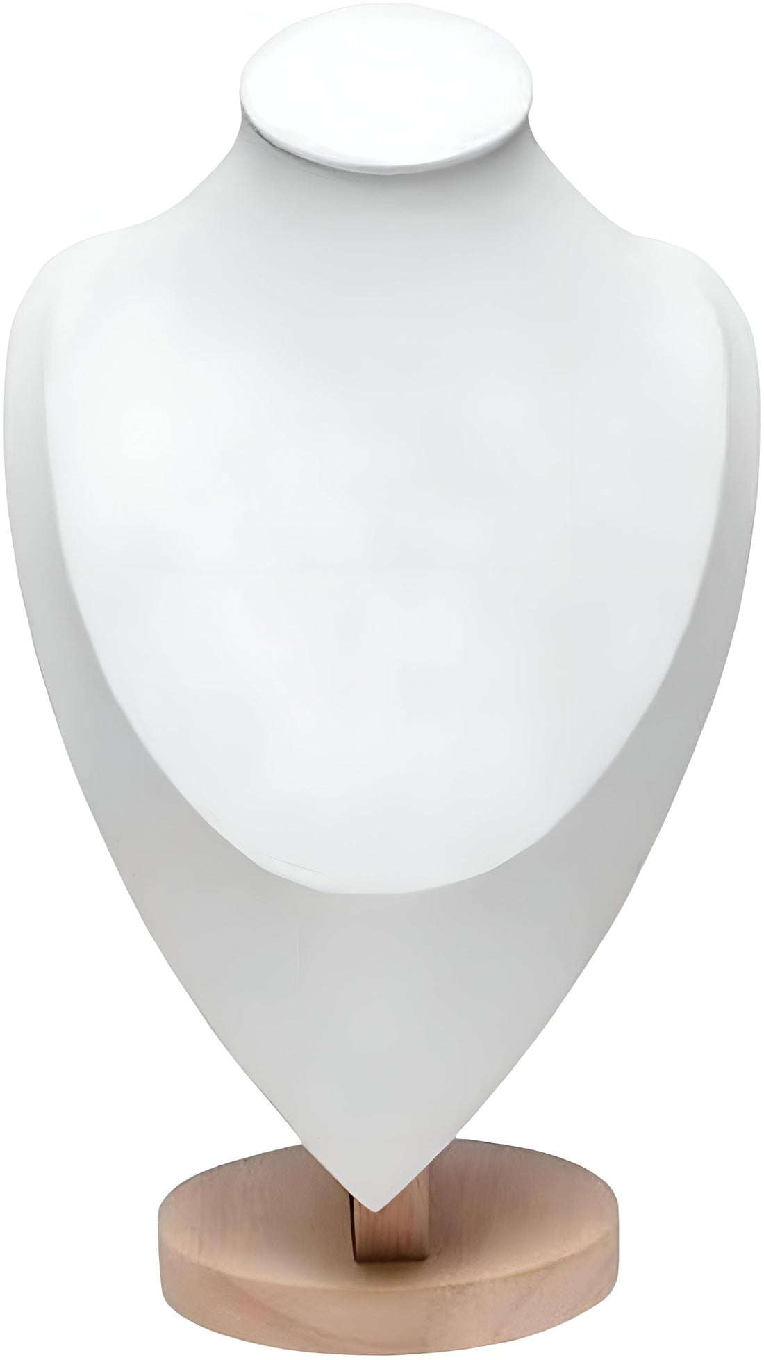 Necklace Bust Stand - Premium velvet-covered 3D mannequin head designed for organized chain storage and visual appeal in retail settings. (White, L)