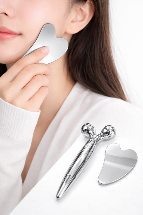 3D Massager Gua sha Roller for for Face, Skin, Neck, Jaw, Eye Massage & Acupressure Therapy On Trigger Point Treatment Scraping 3D Face...