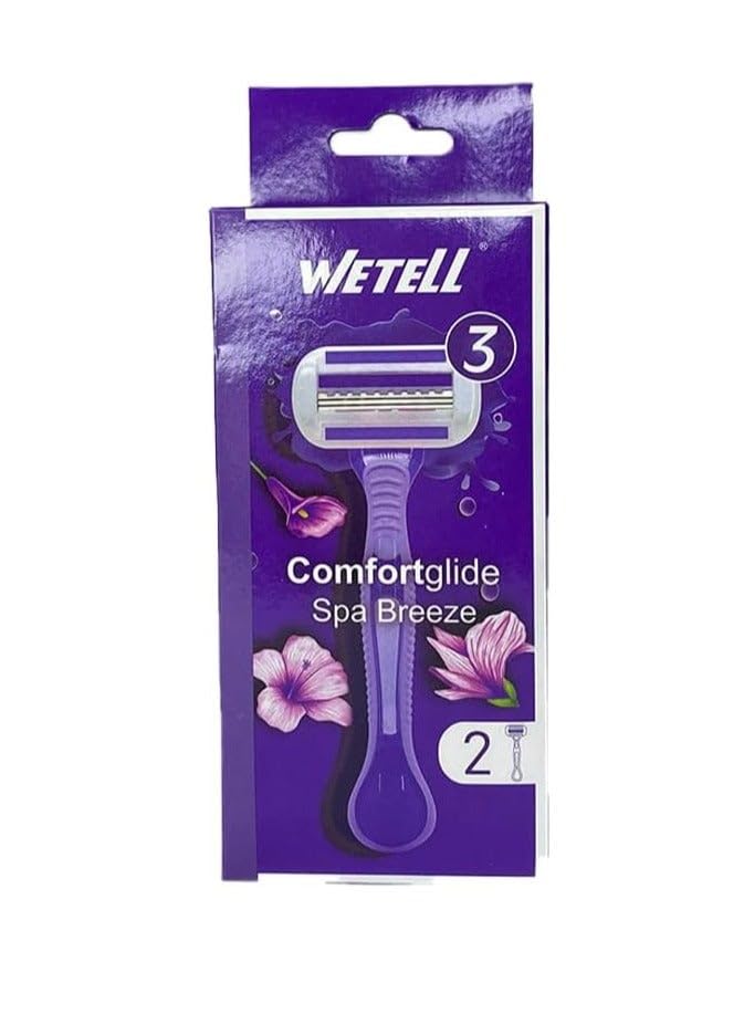 Comfortglide Spa Breeze Women's Razor, 3 Blades, 2 Count, Purple