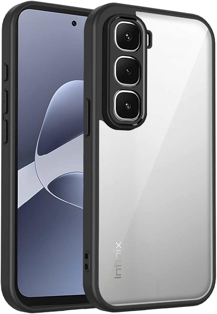 Hard Crystal Q Series Black Frame Luxury Case For Infinix Hot 60 Pro Plus