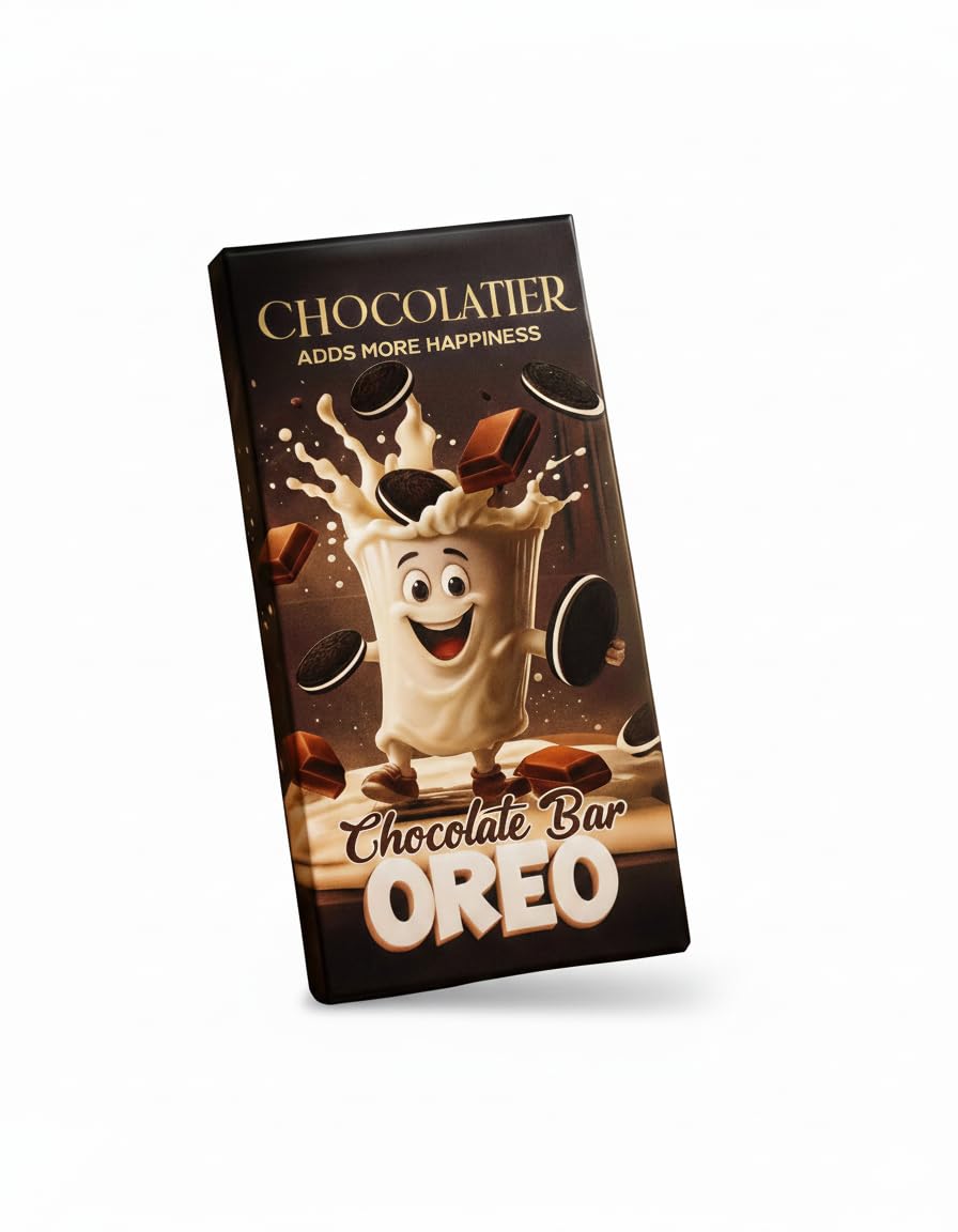 Chocolatier chocolate bar oreo, milk chocolate bar with Oreo pieces, 220g