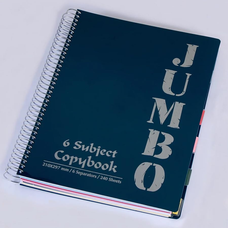 UNIVERSITY NOTEBOOK MINTRA JUMBO WIRED 240 PAPERS LINED 6 SEPARATORS PLASTIC COVER A4 Multicolor- multishapes