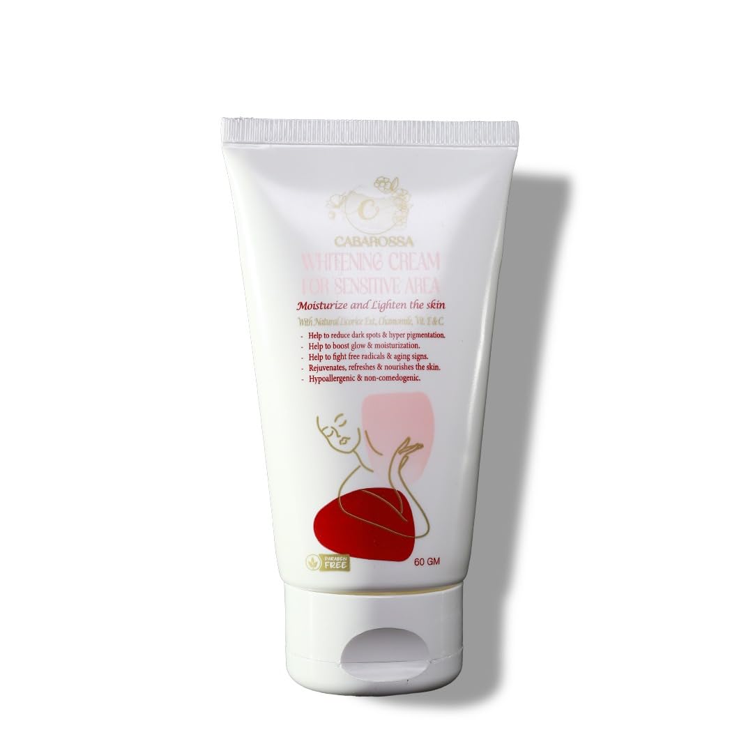 CABAROSSA Whitening Cream For Sensitive Areas - Moisturizing & Lightening Formula with Licorice, Chamomile, Vitamin E & C – Reduces Dark Spots & Hyperpigmentation – 60g