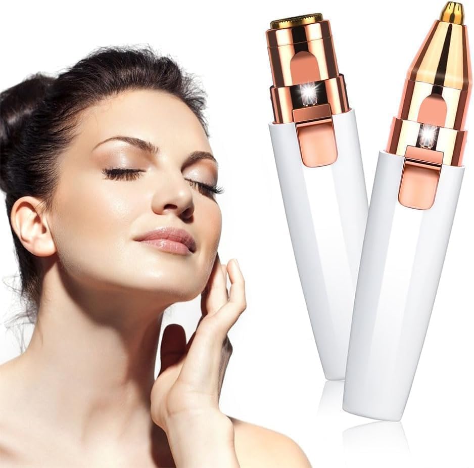 2 in 1 Brows Eyebrow Facial Hair Remover Trimmer Epilator & Women's Painless Hair Remover, Lipstick Shaver for Face, Hand, Armpit, Leg and Bikini