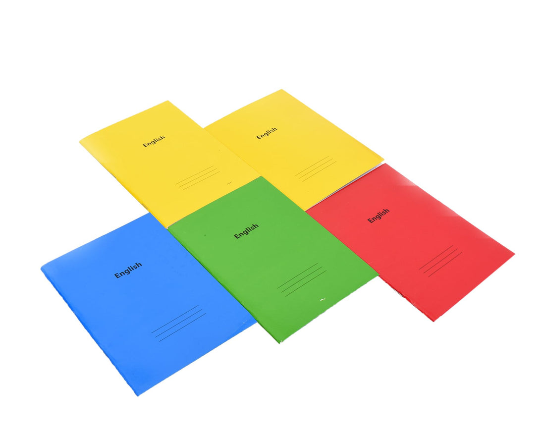 Elmaayergy Set Of 5 Pieces Of Double Lined A5 English Notebooks, 60 Sheets, 58 Grams, 22.5 * 16 CM, Suitable For Any Setting, From Office To School - Multi Colour