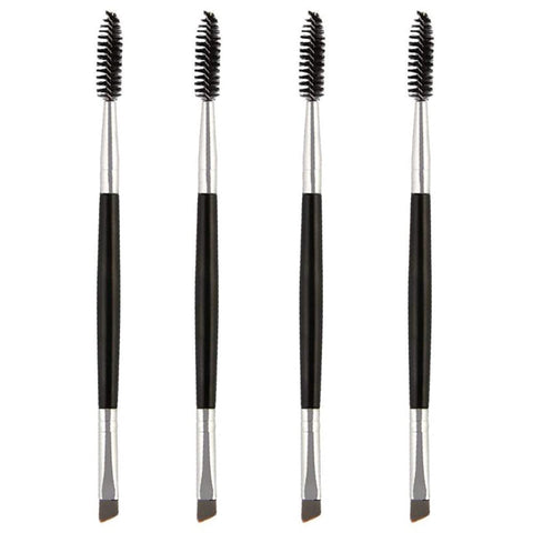 DELFINO Double Sided Eye Brow Brush, Existing Beauty Henna Eyebrow Tint Brush Angled Eye Brow Comb and Spoolie Suitable for Women Cosmetic Tool