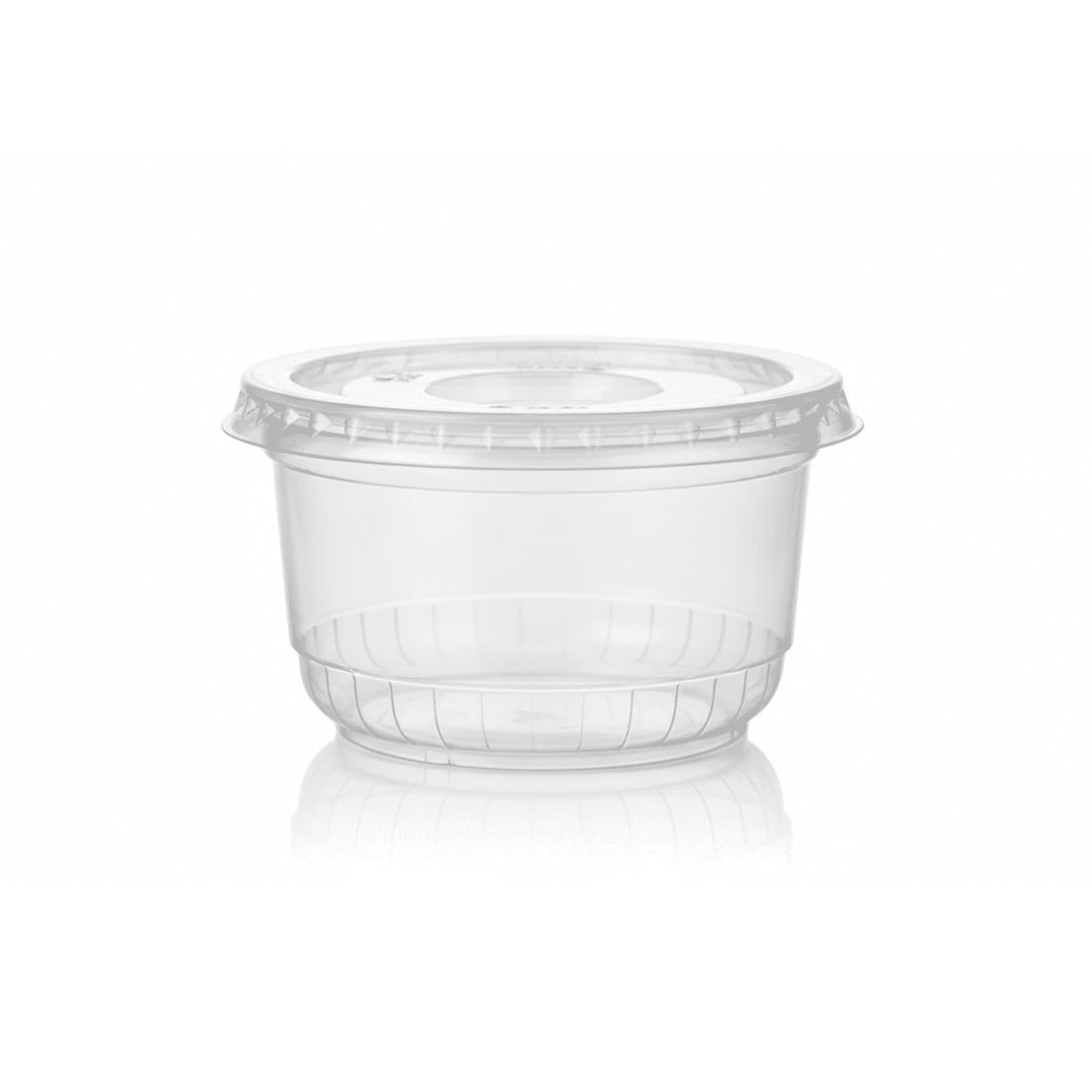 Pack of 25 KRNO® Clear PET Sauce Cups with Flat Secure Lids - 3oz for Dips, Sauces, Dressings, Condiments & Meal Prep - Clear
