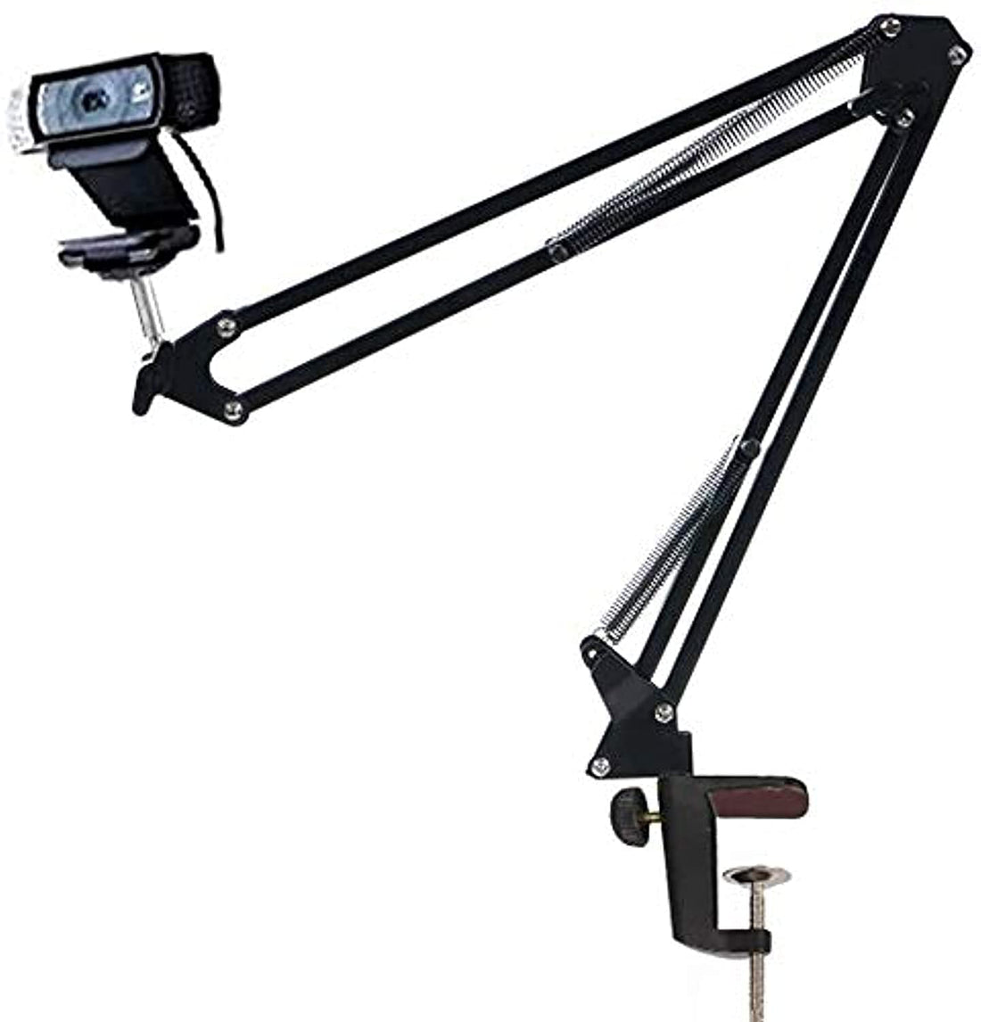 JAOK Webcam Stand Suspension Scissor Durable Bracket with Desk Clamp Mount-Built-in 1/4" Screw for Logitech Webcam C930e,C930,C920,C922x,C922,Brio 4K, C925e,C615,Gopro Hero 7/6/5/4 and Phone (Black)