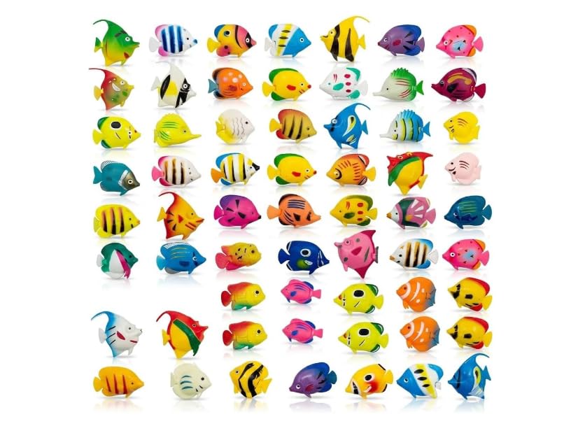 Meridian Artificial Floating Fish - Bulk Pack 20pcs Colorful Soft Silicone Fish Tank Fish Tank Decoration