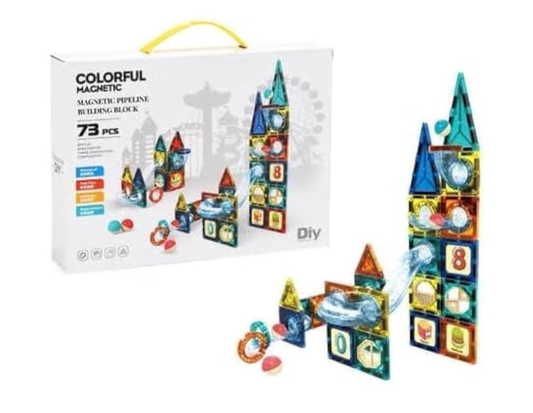 Magnetic Building Blocks Toys, Square Building Castle, Preschool Toys, STEM Stacking Building Toys for Boys and Girls (73 Pieces)