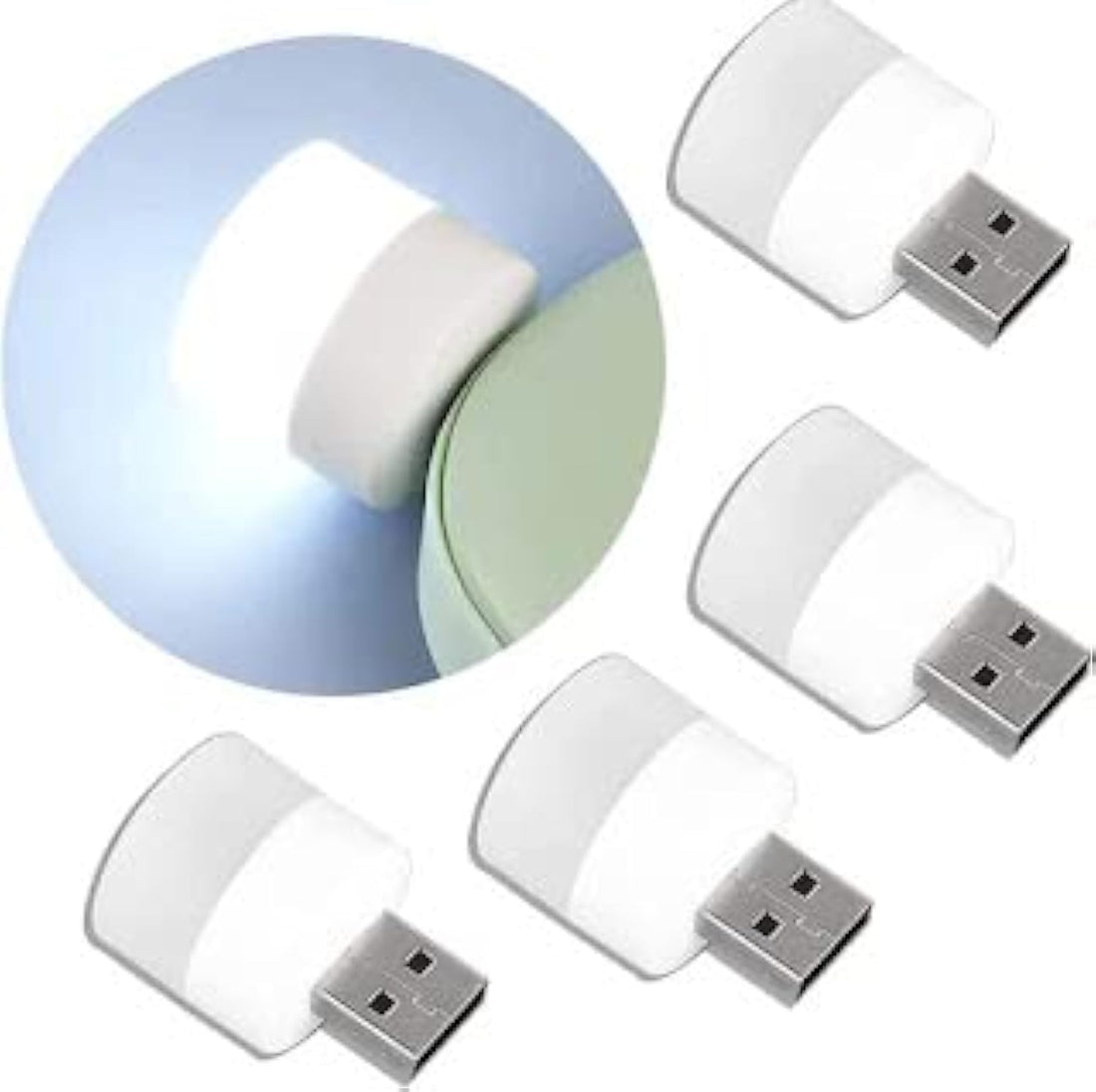 BluBasket USB Night Light, Plug in Small Led Nightlight Mini Portable for PC Car Bulb Indoor Outdoor Camping Reading Sleeping Bedroom Bathroom Nursery Hallway Kitchen 4 pc