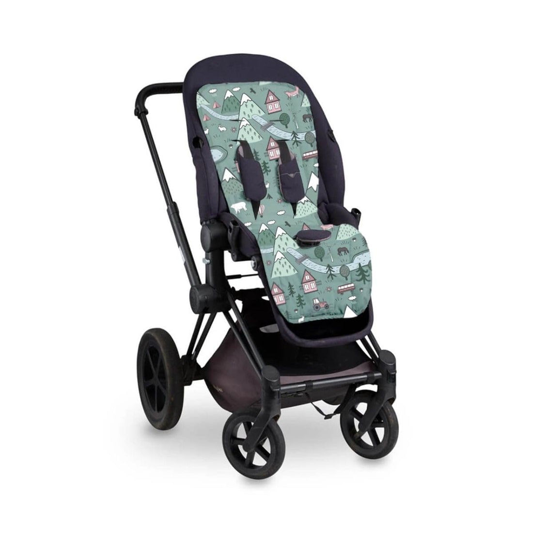 mamas gift Stroller Liner Extra Padded, Breathable Moisture Wicking Pram Insert, Universal Fit for 5-Point Harness System, Baby Stroller Cushion, Stylish Woodland Design