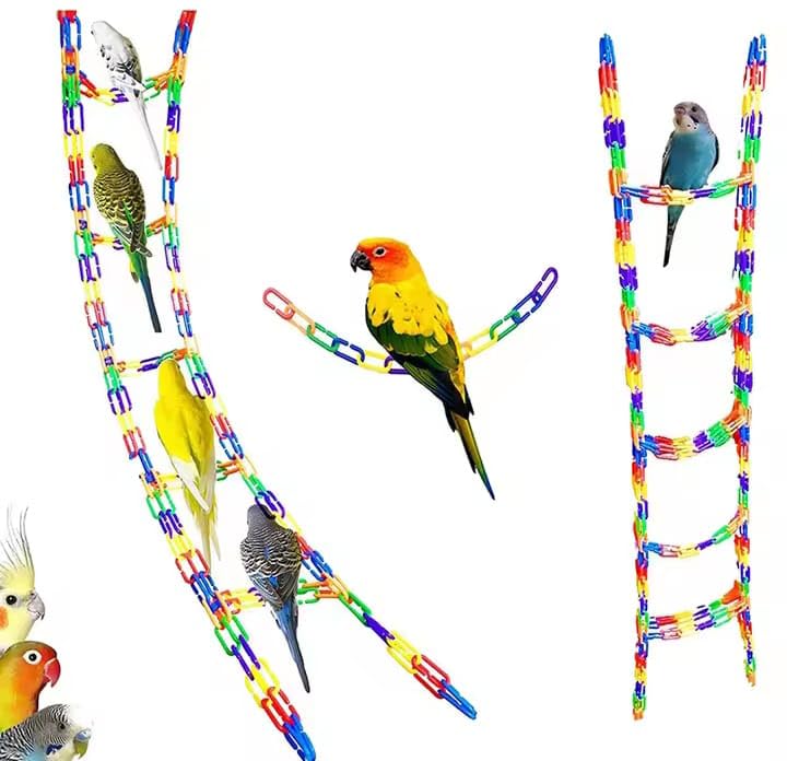 Bird Toy Chains, Colorful Plastic Links, 100 Pieces, Bird DIY Clamp Chain Hook, Parrot Cage Accessories, Parakeet Budgie Cockatiel