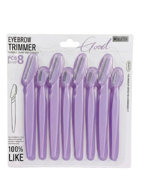 Nopatia Eyebrow & Face Razor Set 8 Pieces - Professional Razor Set Includes 4 Large Blades and 4 Small Precision Blades - Safety Exfoliating & Defining Tool with Protective Case for Women (Purple)
