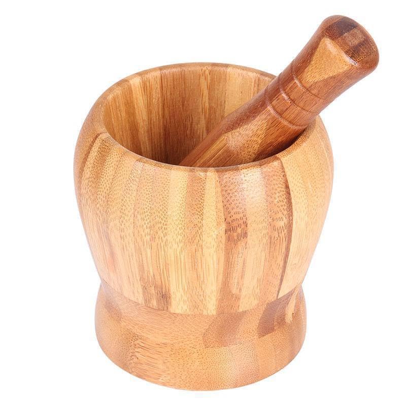 HOMERA Premium Beech Wood Mortar Thick Heavy Traditional Design for Egyptian Kitchen Pounder for Crushing Garlic Spices Herbs Easy to Use and Clean
