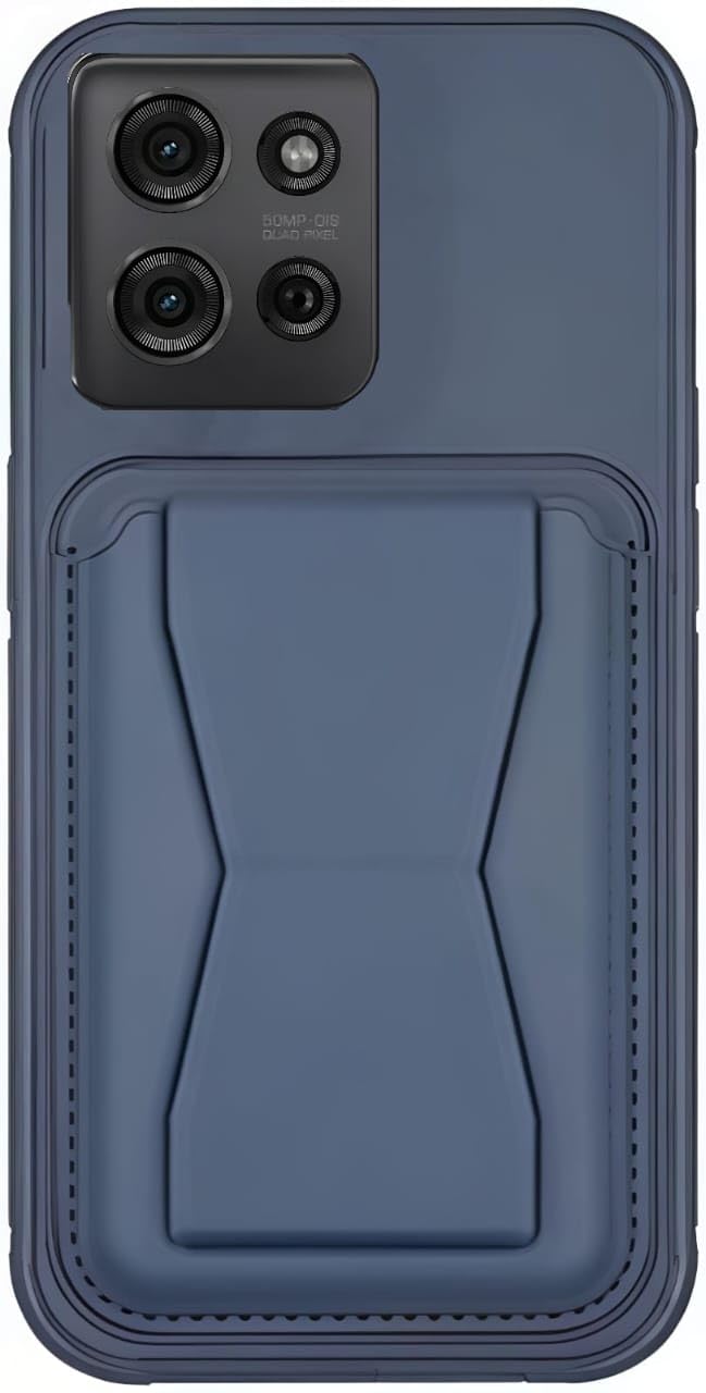 3M Store Leather Case Compatible for MOTO G75 Shockproof Leather Back Card Storage & case built-in Stand PU leather for a stylish look, comfortable grip (Blue)