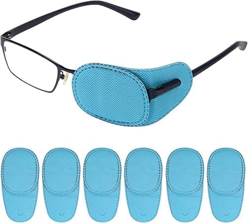 Eye Patches for Kids, Amblyopia Eye Patches for Glasses, Corrective Eye Patch, Universal for Boys and Girls, Hypo-Allergenic Cloth, 3 * 2 Pcs Eye Patch(Blue)