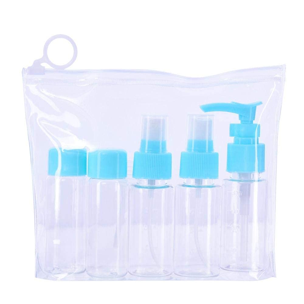 COOLBABY 5-Piece Mini Portable Empty Travel Cosmetics Refillable Bottles Blue/Clear