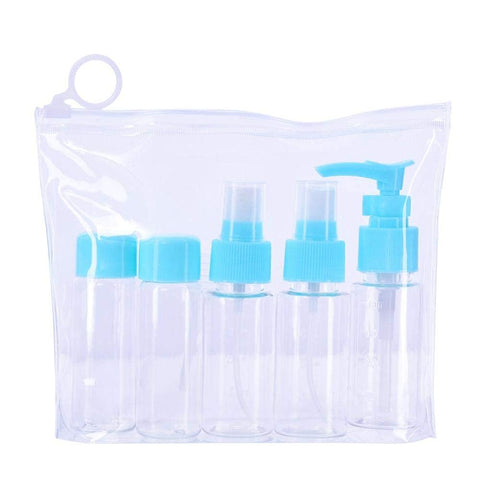 COOLBABY 5-Piece Mini Portable Empty Travel Cosmetics Refillable Bottles Blue/Clear