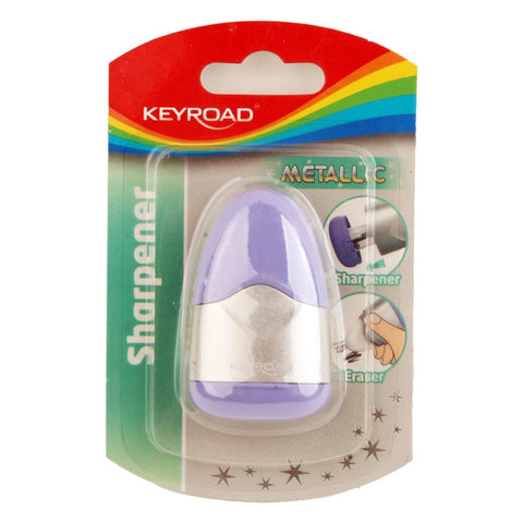 Keyroad Metallic Sharpener 2 Holes with Reservoir + Eraser Multi-color Model KR972936