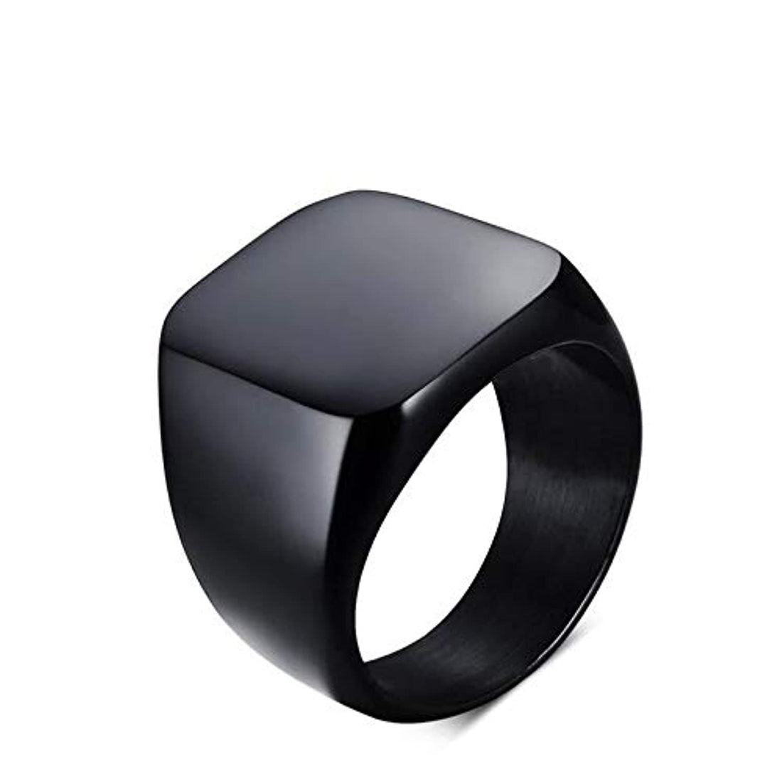 Amazing Solid Polished Stainless Steel Men Ring - Black Size 8