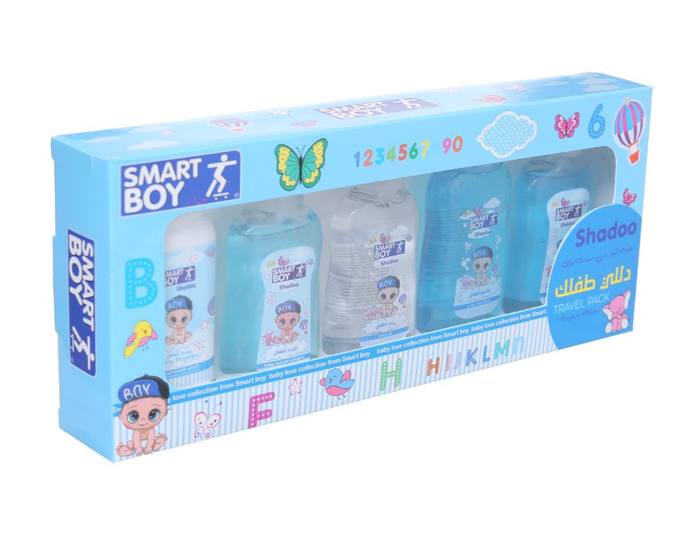 Baby Skin & Hair Care Set (Shampoo + Conditioner + Powder + Oil + Lotion), Light Blue DR-A-621