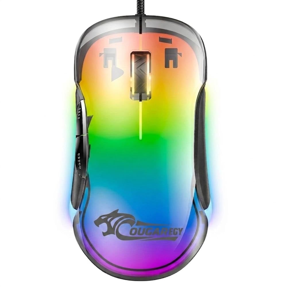 COUGAR-EGY Z700 Wired Gaming Mouse, RGB Backlit, 12800 DPI, Transparent Crystal, Lightweight, Durable Cable