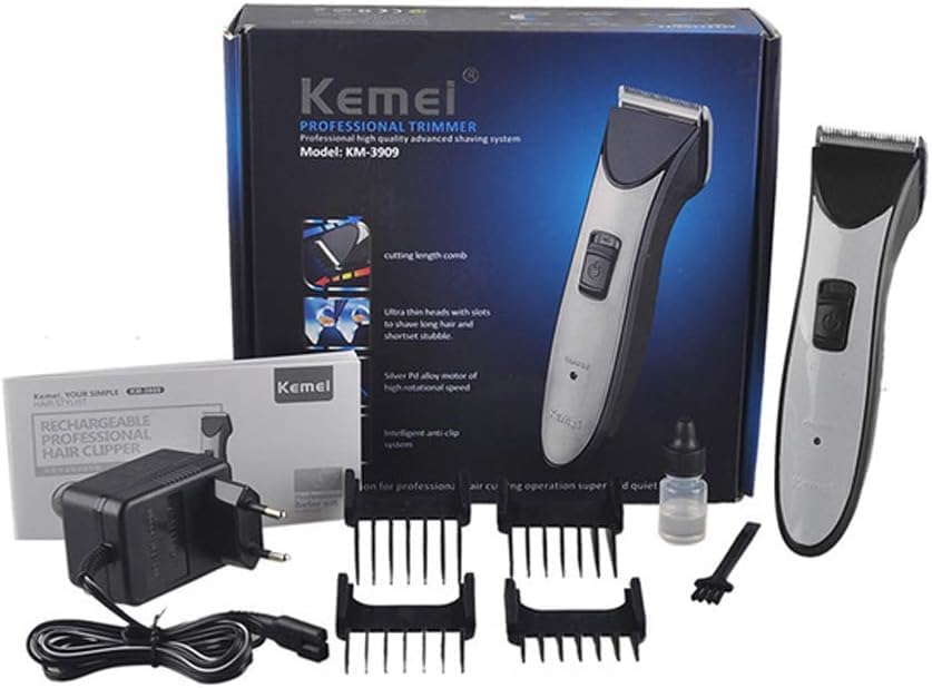 Professional Hair Shaver,km-3909 Cordless Grooming Kit with Trimmer, 4 Guide Combs, Charging Stand