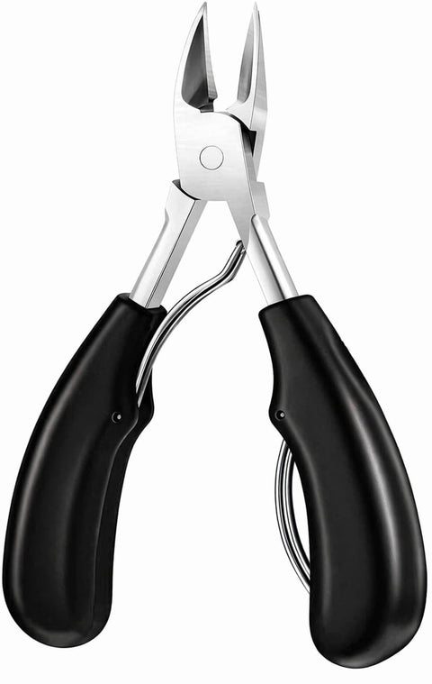Professional Nail Clippers for Thick and Ingrown Toenails, Heavy Duty Stainless Steel Toenail Cutter with Sharp Precision Blades, Non Slip Rubber Grip, Durable Nail Trimmer for Men and Women (Black)