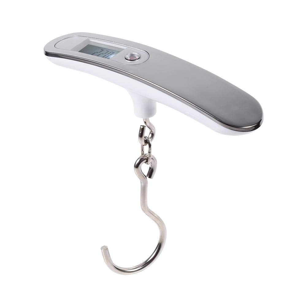 AUNMAS 50Kg/10G Portable Digital Postal Luggage Weight Scale Traveling Handheld High Accuracy Hanging LCD Display with Hook or Strip(Silver Color+Hook)