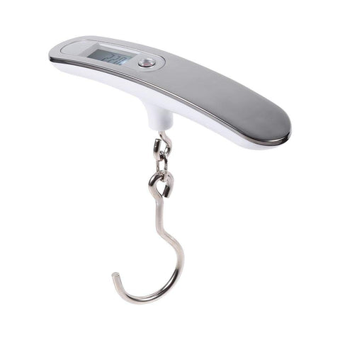 AUNMAS 50Kg/10G Portable Digital Postal Luggage Weight Scale Traveling Handheld High Accuracy Hanging LCD Display with Hook or Strip(Silver Color+Hook)
