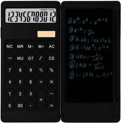 Smart Calculator with LCD Electronic Writing Board and Pen – Dual Display, Solar & Battery Powered, Portable & Light for Office and Study (Black)