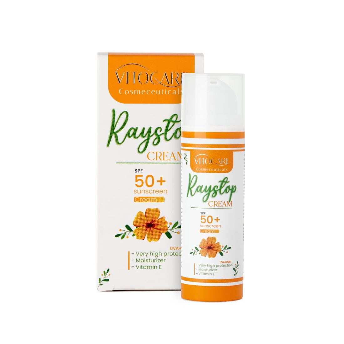 RayStop Sunscreen Cream Spf 50+ Uv Protective, Moisturiser, With Vitamin E 50 Gram