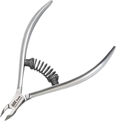 Professional Stainless Steel Cuticle Nipper 5mm Blade – Precision Cuticle Trimmer Cutter with Spring Handle – Sharp Dead Skin Remover Tool for Manicure & Pedicure Home or Salon Use