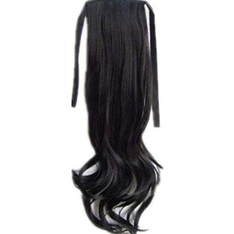 Lady bandage type long curly black wig ponytail ponytail Hair extensions