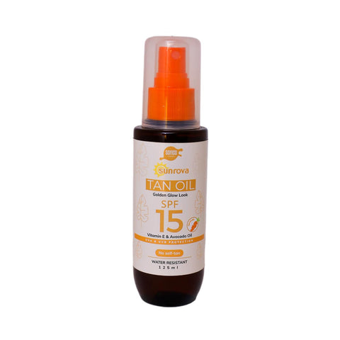 Golden Glow Look Tan Oil Spray SPF 15+ – 125 ml | Sun Protection & Gradual Tan | Hydrating Body Oil