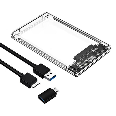 External Hard Drive Enclosure , SATA to USB 3.0 2.5 inch SSD HDD 7mm 9.5mm Clear Hard Drive Case Supports UASP SATA