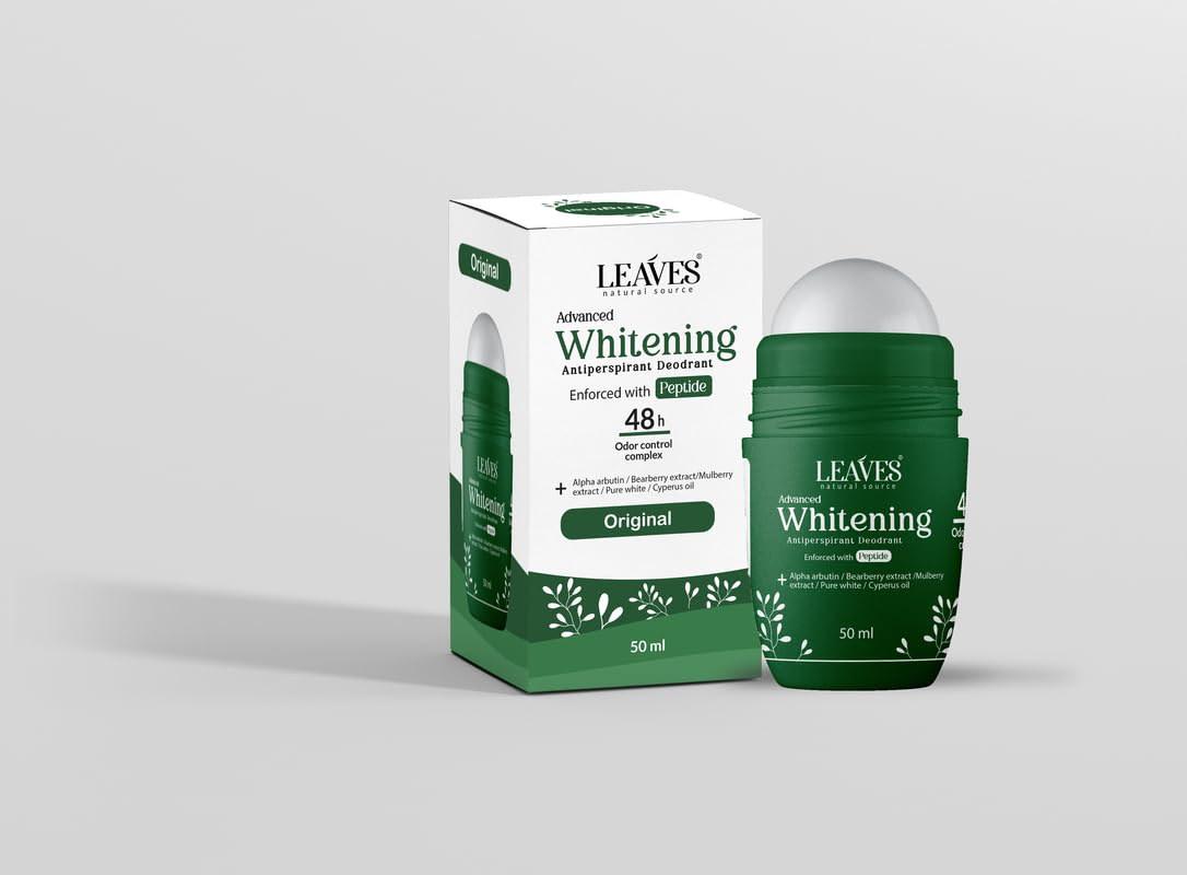Leaves Roll-On Deodorant Orginal – 100% Natural, 48H Odor Protection, Whitening & Soothing, Slows Hair Growth 50ml
