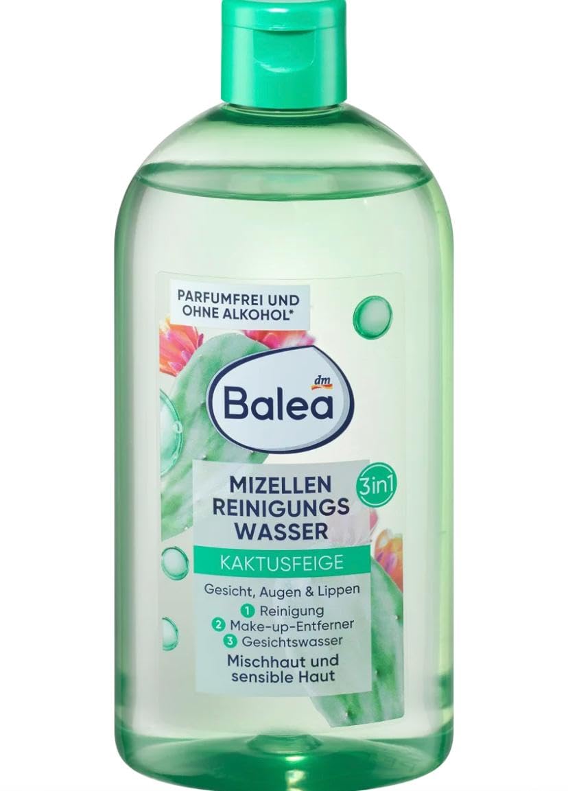 Balea Micellar Cleansing Water Cactus Pear for Combination Skin and Sensitive Skin, 3 in 1