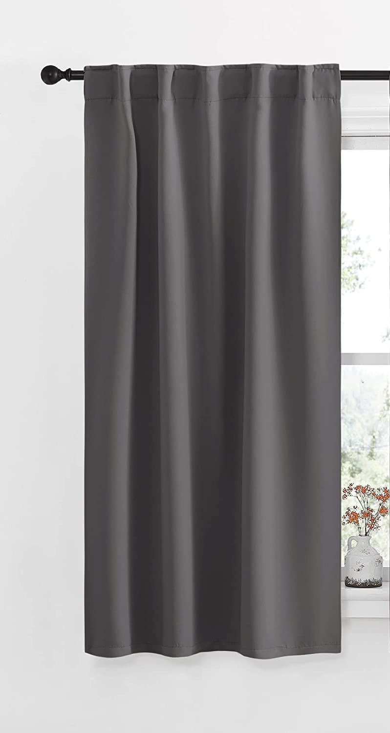 Cartela thermal insulated blackout room darkening tape curtains for living/bedroom (grey, 132 x 160cm)