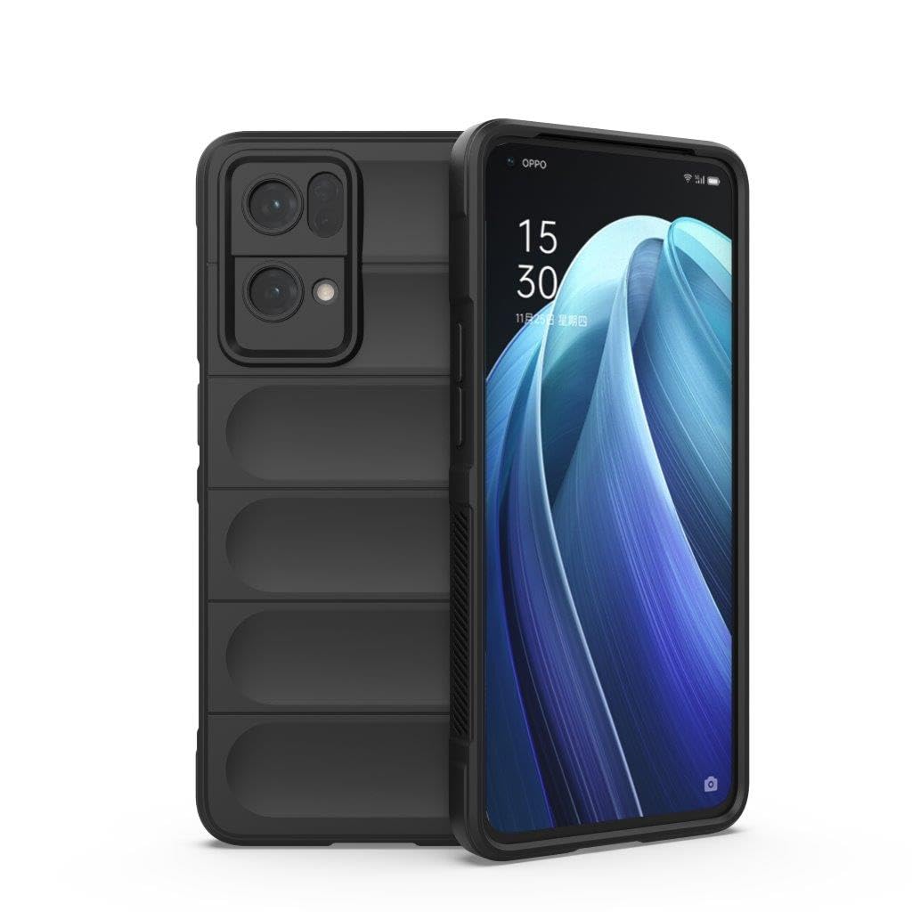 جراب متوافق مع Oppo Reno 7 Pro 5G ، - غطاء مزدوج الحماية مصقول مقاوم للصدمات شديد التحمل و مقاوم للانزلاق مع حماية فائقة للكاميرا - غطاء واقي مضاد للخدش من Graby Shop - اسود