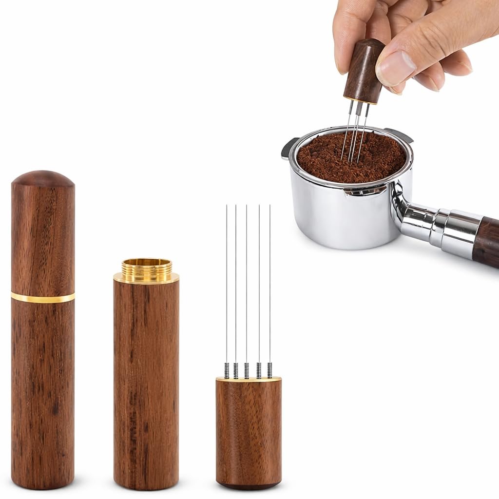 OVA Coffee Tamper Distributor Tool – 304 Stainless Steel Espresso Stirrer with 8 Needles 0.4mm for Even Coffee Grounds Distribution, Safe and Durable