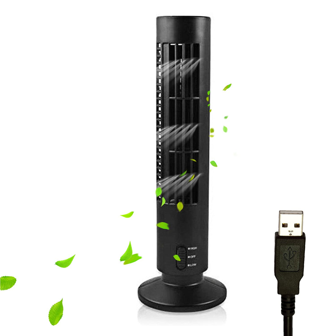 lifcasual Portable Tower Fan Quiet Bladeless 2 Speed Electric Fan USB Powered Tower Fan Vertical Air Conditioning Fan for Indoor Bedroom Home Office