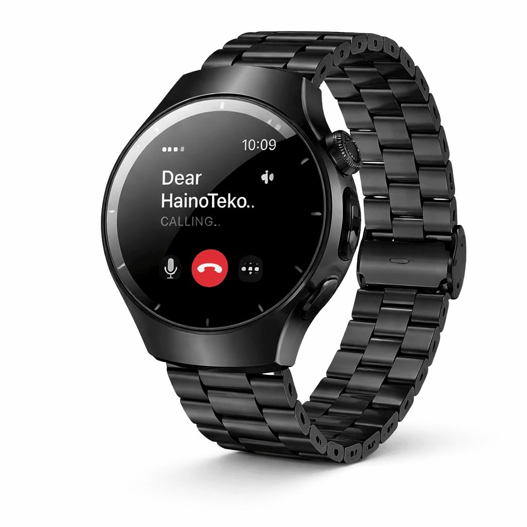 Smart Watch Waterproof Curved Display Metal Strap Elegant Fitness Tracker Bluetooth Calls 7-Day Battery Life Black