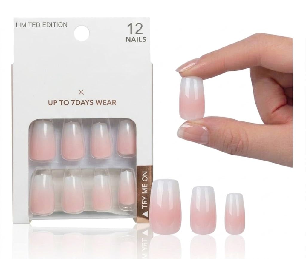 SQUAER NAILS - 12 pcs PRESS ON NAILS - MIRROR False Nails, Perfect For Parties+ 1 SHEET DOUBLE FACE- (N4-MATTE)