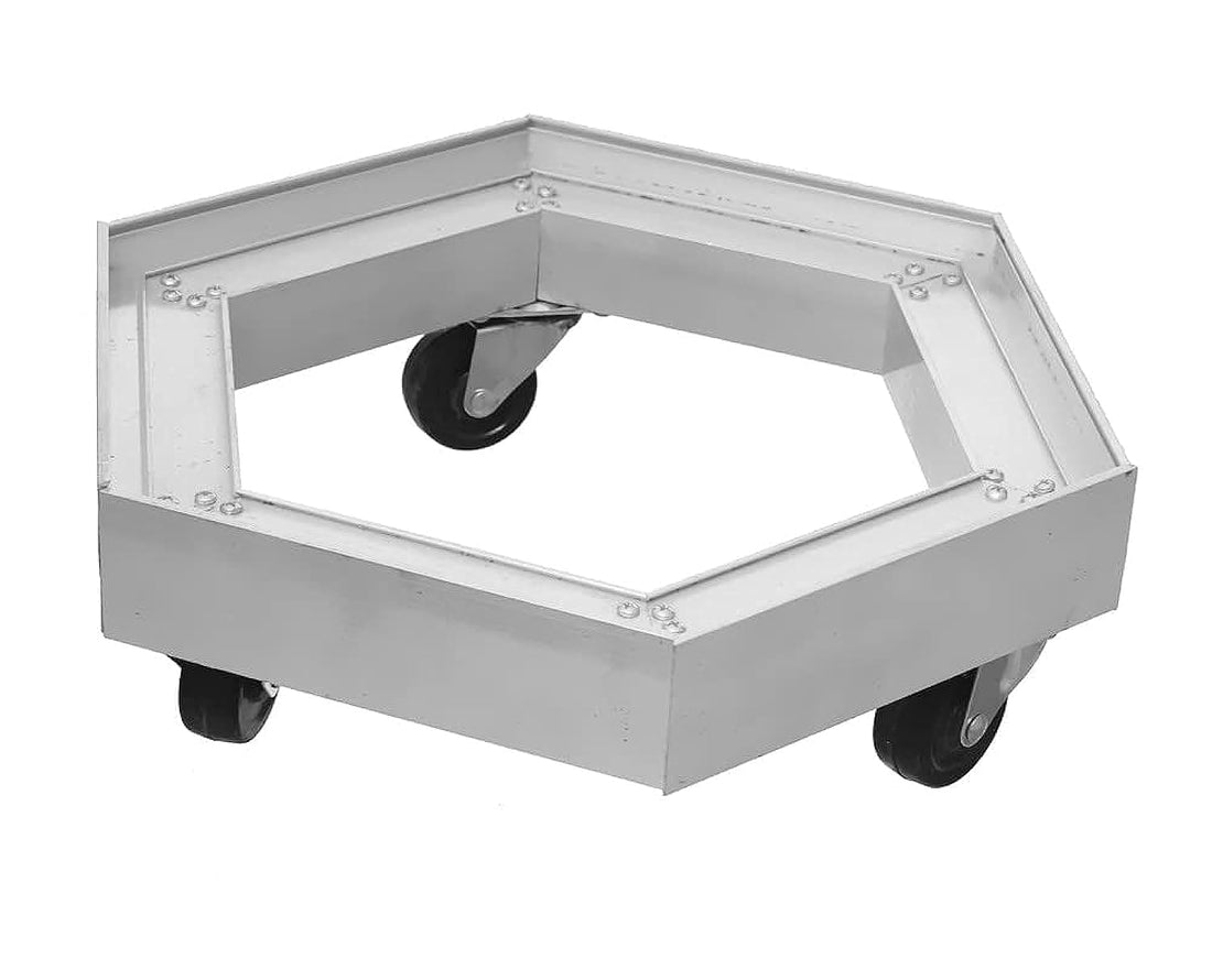 Aluminum rolling tube base with wheelbar, silver