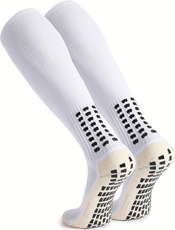 Anti-Slip Sports Socks Knee-High Socks with Grip Rubber Pads for Men, Women, Kids - Football, Running, Hiking, Tennis (Sizes 34-45)