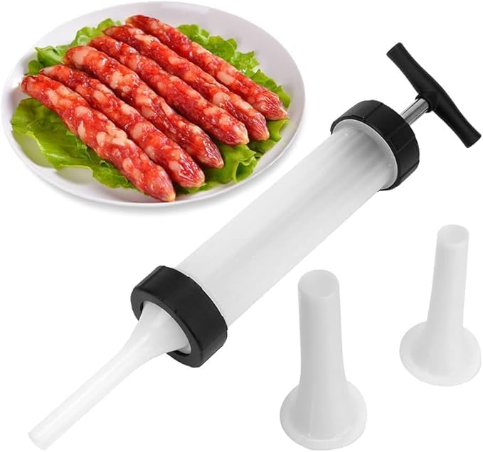 HOMERA Home Sausage and Mombar Filler Tool for Fast Stuffing Made of Stainless Steel and Food Grade Plastic Easy to Use and Clean Ideal for Kitchen Use
